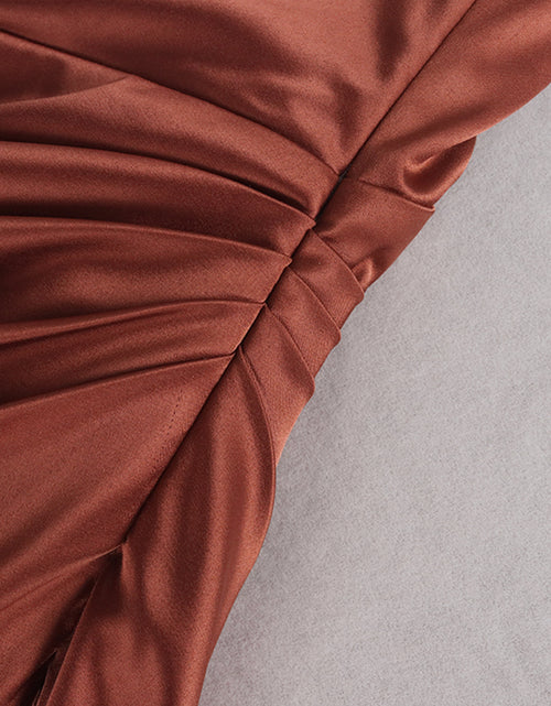 Load image into Gallery viewer, Midi Satin Dress Split Adjustable Strap
